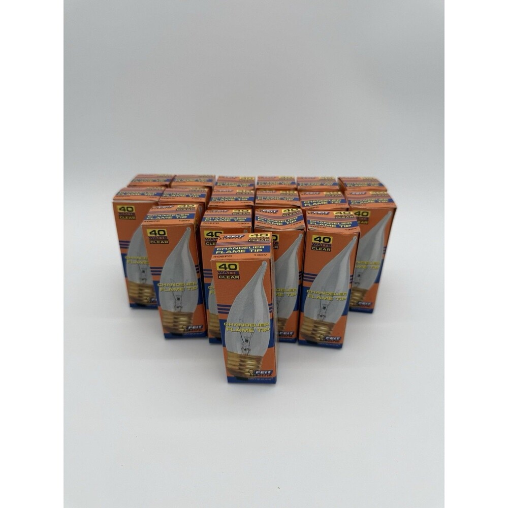 17 Feit Electric 40-Watt Clear Candelabra Flame Tip Light Bulbs
